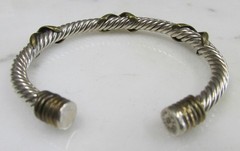 Vintage Sterling Silver Twist Cuff Bracelet w/ Brass Accents ~ 31.8g ~ 8-D708