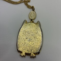 Necklace Vintage Owl Pendant Long Chain Enamel Gold Tone Retro Big Bird Boho