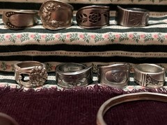 Spoon Ring Lot Of 22 Pieces- Silver Plate& Stainless Steel- Antique & Vintage