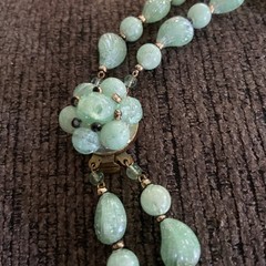 Vintage Teal/Green Beads Necklace WESTERN GERMANY. 15.5 Inches Beautiful Clasp