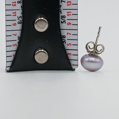 VTG 925 Lavender 6mm Pearl Stud Earrings Sterling Silver Round Cultured Estate