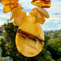 Vintage Natural Baltic Amber Necklace 18” Butterscotch Nugget Pendan