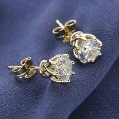 2.00Ct Round Cut Lab Created Diamond 14K Yellow Gold FN Prong Set Stud Earrings