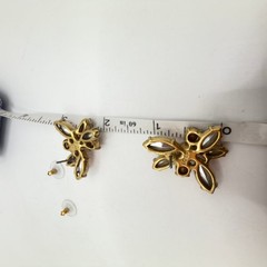 J.Crew Earrings Gold Tone Multicolor Rhinestone Pierced Signed 1.25″
