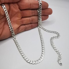 Vintage Unique Fine Flat Curb Link Chain Necklace Long Solid 925 Sterling Men