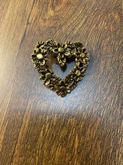 Vintage Set Of 4 Heart Gold Tone Brooches Pins, 3 Stamped CAMCO, 1 Unbranded