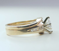 Vintage 14k Yellow Gold 9 Stone Diamond .66ctw Wedding Set Lady’s Ring Size 4.5
