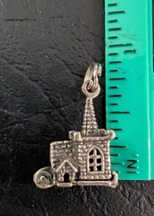 Vintage 3D Church Bride Groom Inside Charm it opens Wedding Sterling Mechanical