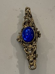 Vintage Brooch Lot, Lady In Mirror, Brass, Blue/ Red Glass, Delft Holland