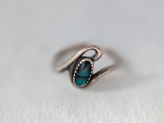 VTG Sterling Silver Navajo WM Wheeler Co. Bezel Abalone Inlay Cabochon Ring S4