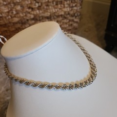 Vtg Sterling Graduated Rope Twist necklace 16.5″ 20.5 gm Italy