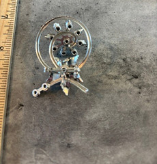 Vintage Silver Tone rose and Blue Rhinestone Flower Brooch Pin