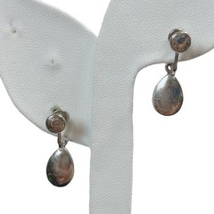 Vintage Sterling Lamode Pearl Screw Back Drop Dangle Earrings Old Money Coastal