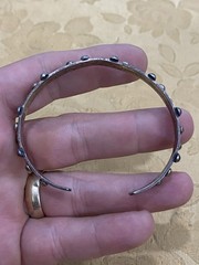 925 Sterling Silver Vintage Mexico Ball Beaded Style Adjustable Cuff Bracelet