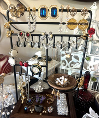 Vintage Estate Costume Jewelry Lot Glowers Trifari Avon Crystal w/Display Pcs.