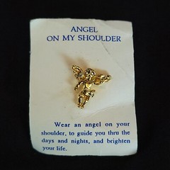 Vintage Angel On My Shoulder Lapel Guide Pin Silver Gold Tone W/O Stones