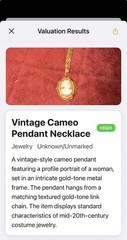 Vintage Cameo Pendant Necklace Gold Tone Oval White Portrait Beauty Theme