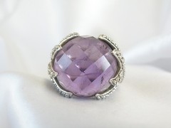 Vintage Sterling Silver 925 Natural Amethyst Claw Unique Ring Size 7.5