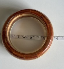 Vintage Wood & Clear Lucite Wide Chunky Bangle Bracelet 8.5in Ladies 94g
