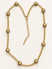 1928 Jewelry Antique Gold Tone Textured Ball Station Long Chain Necklace