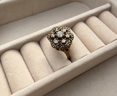 Vintage Victorian-Style Rhinestone Cluster Ring Size 5.5