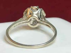 2Ct Round Cut lab Created Diamond Art Deco 14K White Gold Finish Engagement Ring