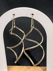 VINTAGE SILVER TONE SPRIAL DANGLE Fashion EARRINGS 2.75” 1990s Y2K Era
