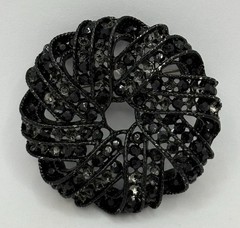 Weiss Vintage Jet-Black Rhinestone Brooch Pin SEE DESCRIPTION