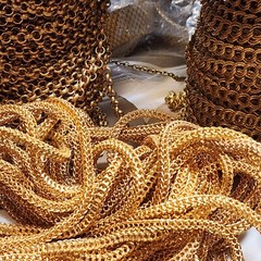 HUGE Brass Chain Lot Most Miriam Haskell & RARE Fancy Antique Art Deco U Choose