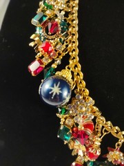Lunch at the Ritz Christmas Tree Wreath Candy Cane Red Green Gold Blue Necklace