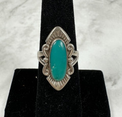 Sterling Silver Signed Turquoise Ring – Vintage Old Pawn – Size 6.25