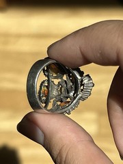 vintage sterling silver brutalist mexican fire opal ring size 8 beautiful OOAK