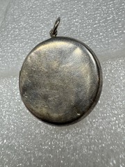 Antique Sterling Silver Art Nouveau Repousse Lady Crescent Moon & Stars Locket