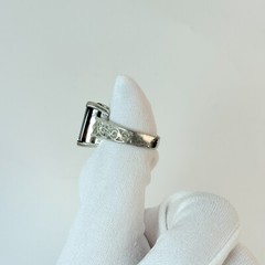 Vintage Signed 925 Sterling Silver Ring Size 9 FAS w/ Large Glass Stone