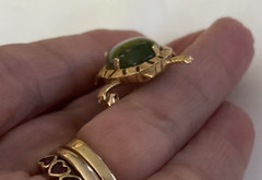 VINTAGE DESIGNER KARBRA 3.00ct JADE 14K YELLOW GOLD TURTLE BROOCH PIN 6 GRAMS