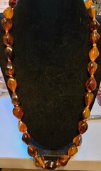 24″ Vintage Chunky Acrylic Lucite Faux Amber Beaded Necklace