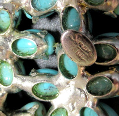 SIMAN TU Genuine Turquoise Flowers Vintage Clip Earrings