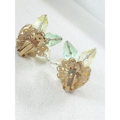 Juliana style givre rhinestone floral earrings yellow green Pastel Garden Party