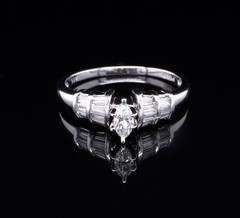 Vintage 0.30 Marquise 0.42 Tapered Baguette Diamond Set Platinum Ring Val $6650