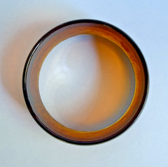 Vintage Signed Western Germany Root Beer Swirl Lucite Wide Mod Bangle Bracelet