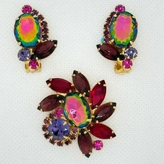 Juliana D&E Fuchsia Watermelon Brooch And Earrings Book Set 2248 & 3470