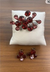 Vintage Red And Pink Prong Set Brooch With Matching Clip On Earrings A4 Pat Pend