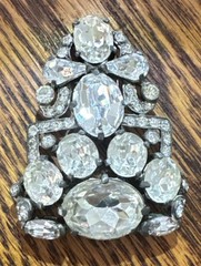 Eisenberg Originals 3” Pot Metal Fur Clip/Elaborate Design/Faceted Rhinestones