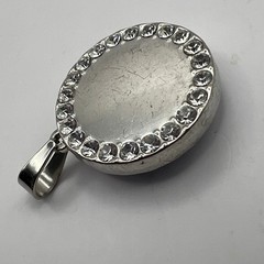 Vintage Simulated Blue Stone Pendant Faceted with Clear Crystal Accents