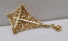 Pretty Vtg Flower 3D Surface KITE Brooch Gold Tone Pink Rhinestones & Enamel