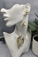 Vintage mid-century BSK leaf demi-parure matching set