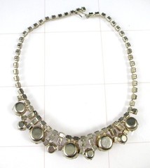 Vintage Pink Rhinestone Choker Necklace Mid Century Statement