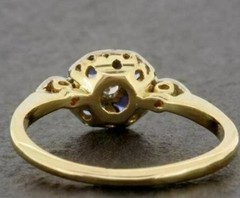 2.20 Ct Diamond & Sapphire Art Deco Vintage Engagement Ring 14K Yellow Gold FN