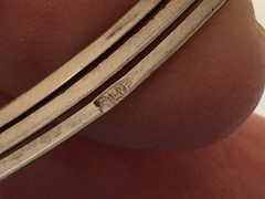 Sterling Silver Modernist Wire Bangle Adjustable Wrap Tension Bracelet 8.5”