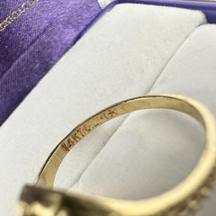 Antique Old VTG 14k GE Uncas Signed Ring Black Cab Sz5.5 Filigree Estate Read